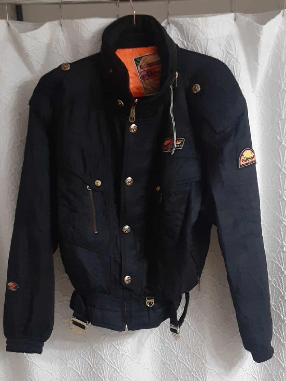 Vintage 80s Ellese Italy Black And Gold Ski Jacket